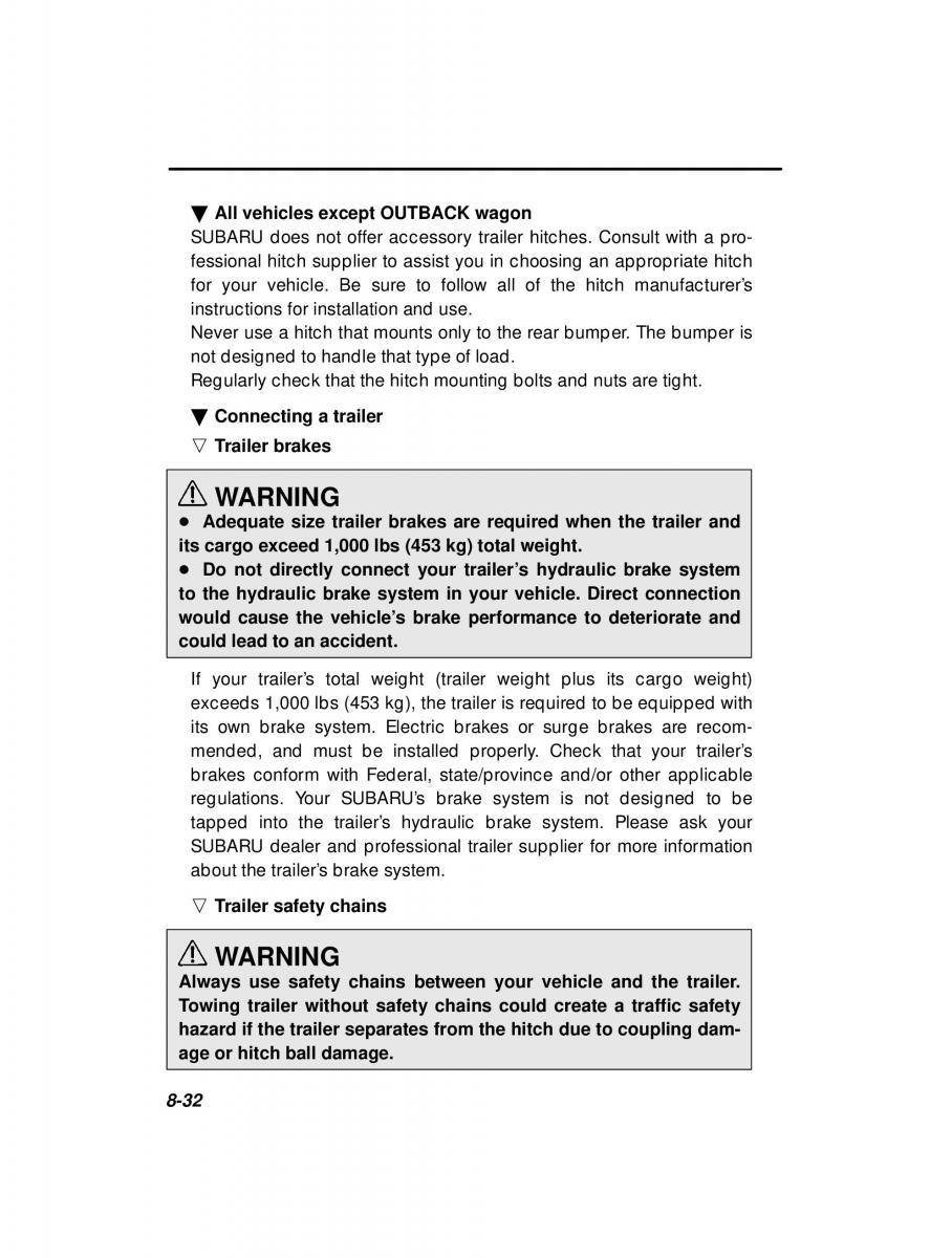 manual  Subaru Outback Legacy owners manual / page 298