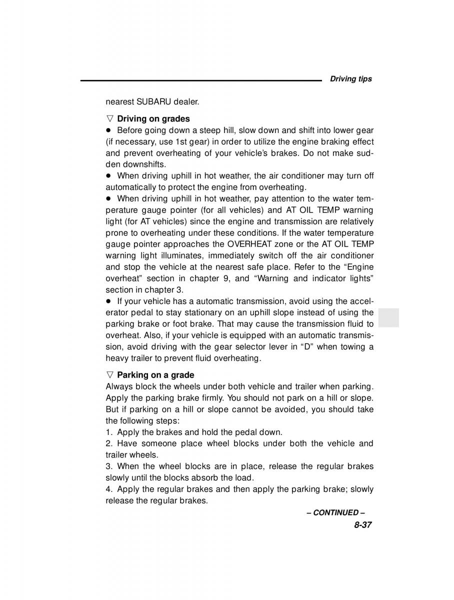 manual  Subaru Outback Legacy owners manual / page 303