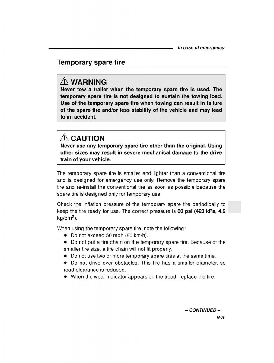 manual  Subaru Outback Legacy owners manual / page 307