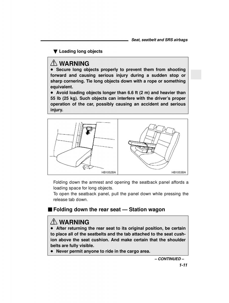 manual  Subaru Outback Legacy owners manual / page 31