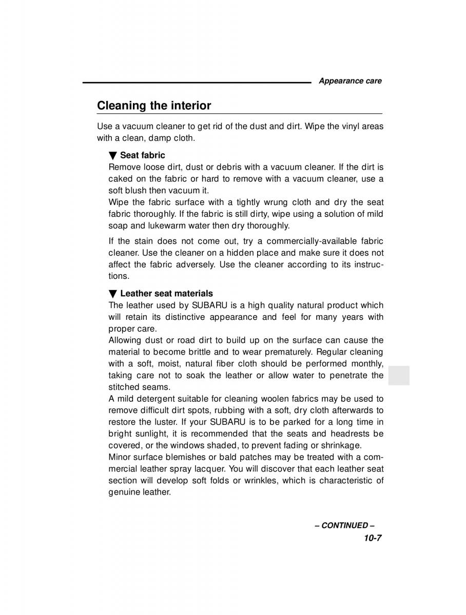 manual  Subaru Outback Legacy owners manual / page 338