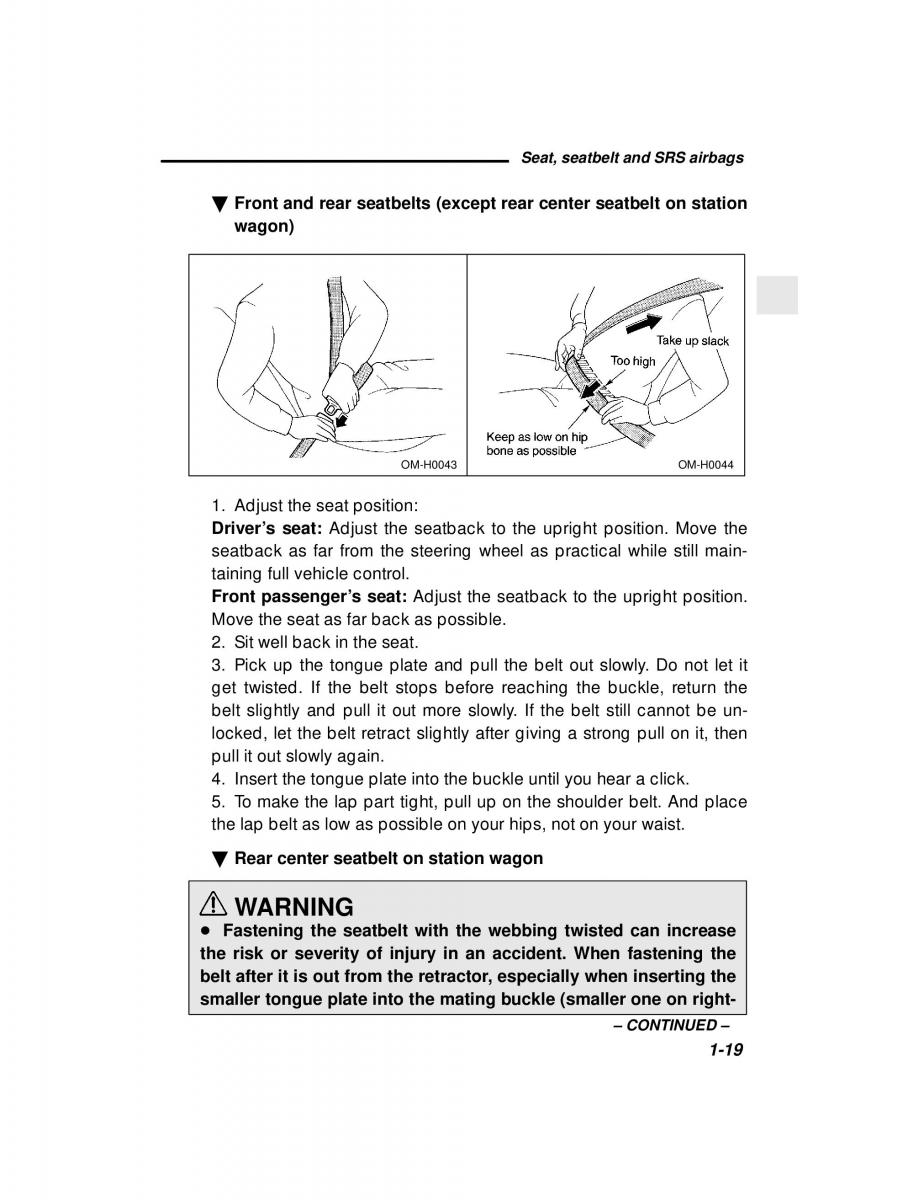 manual  Subaru Outback Legacy owners manual / page 39