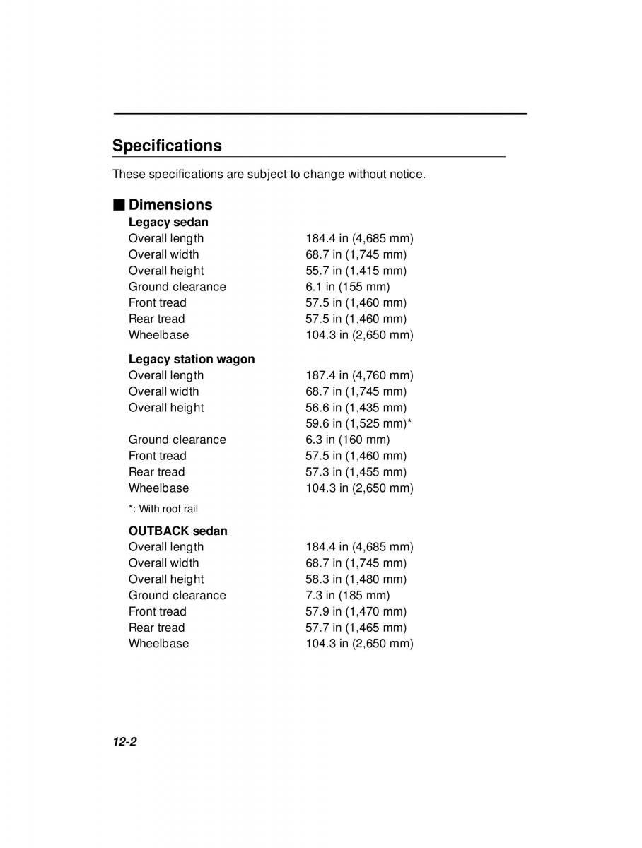 manual  Subaru Outback Legacy owners manual / page 400