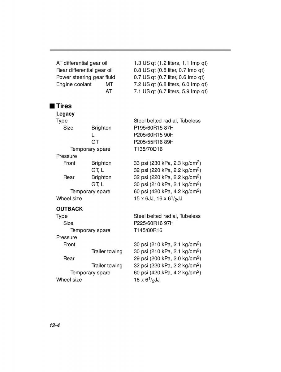 manual  Subaru Outback Legacy owners manual / page 402