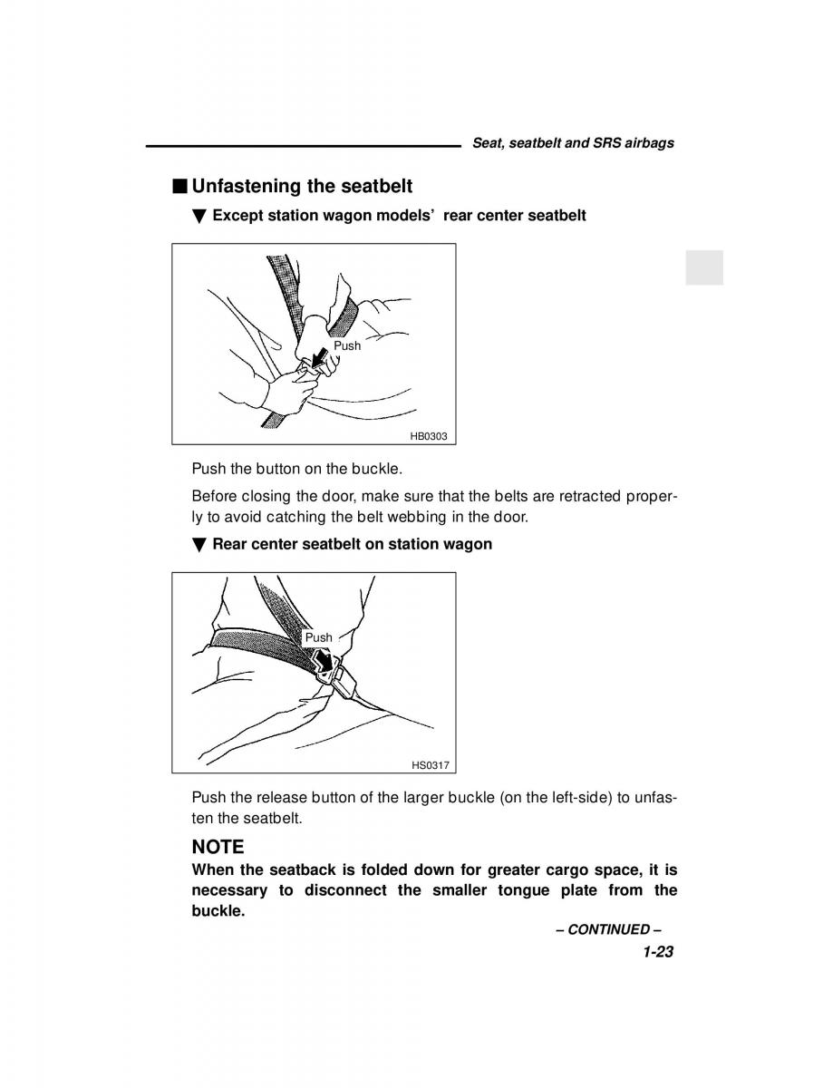 manual  Subaru Outback Legacy owners manual / page 43