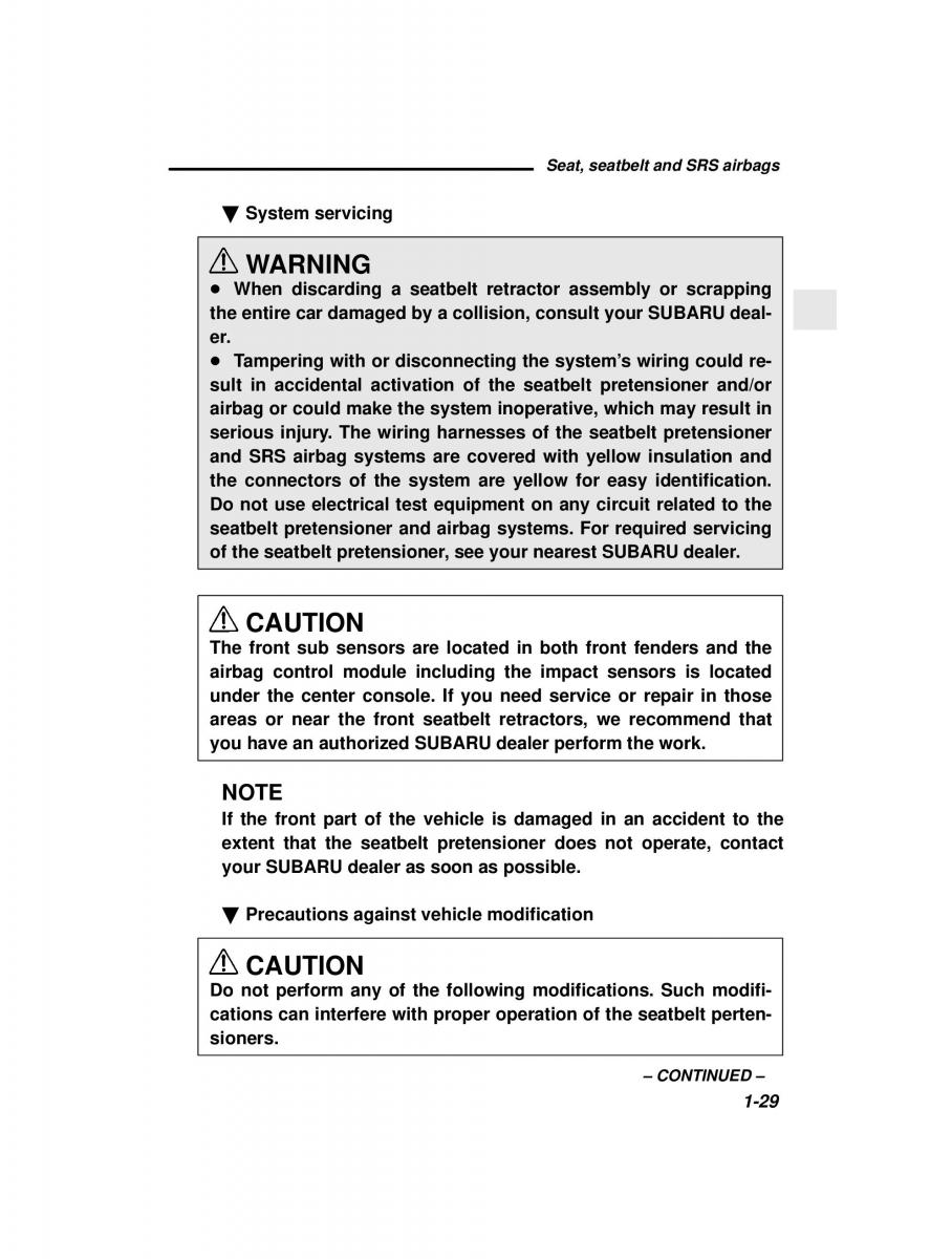 manual  Subaru Outback Legacy owners manual / page 49