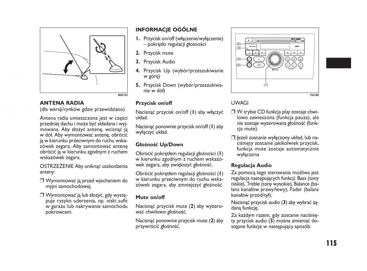 Fiat Sedici instrukcja obslugi / page 119