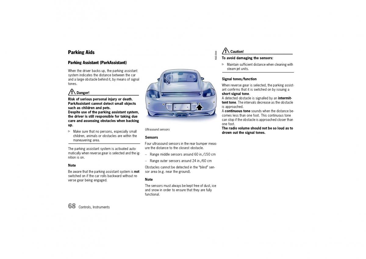 Porsche Cayman owners manual / page 68