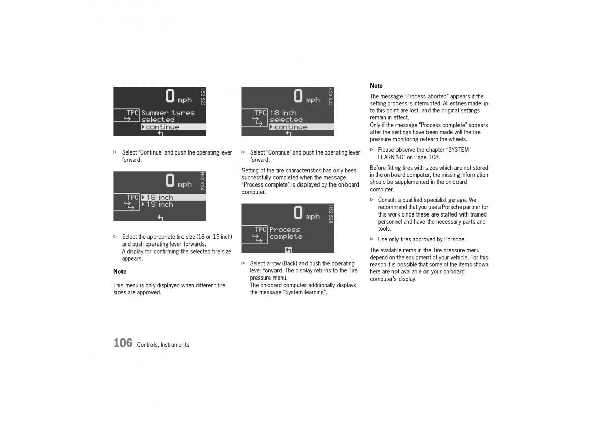 Porsche Cayman owners manual / page 106