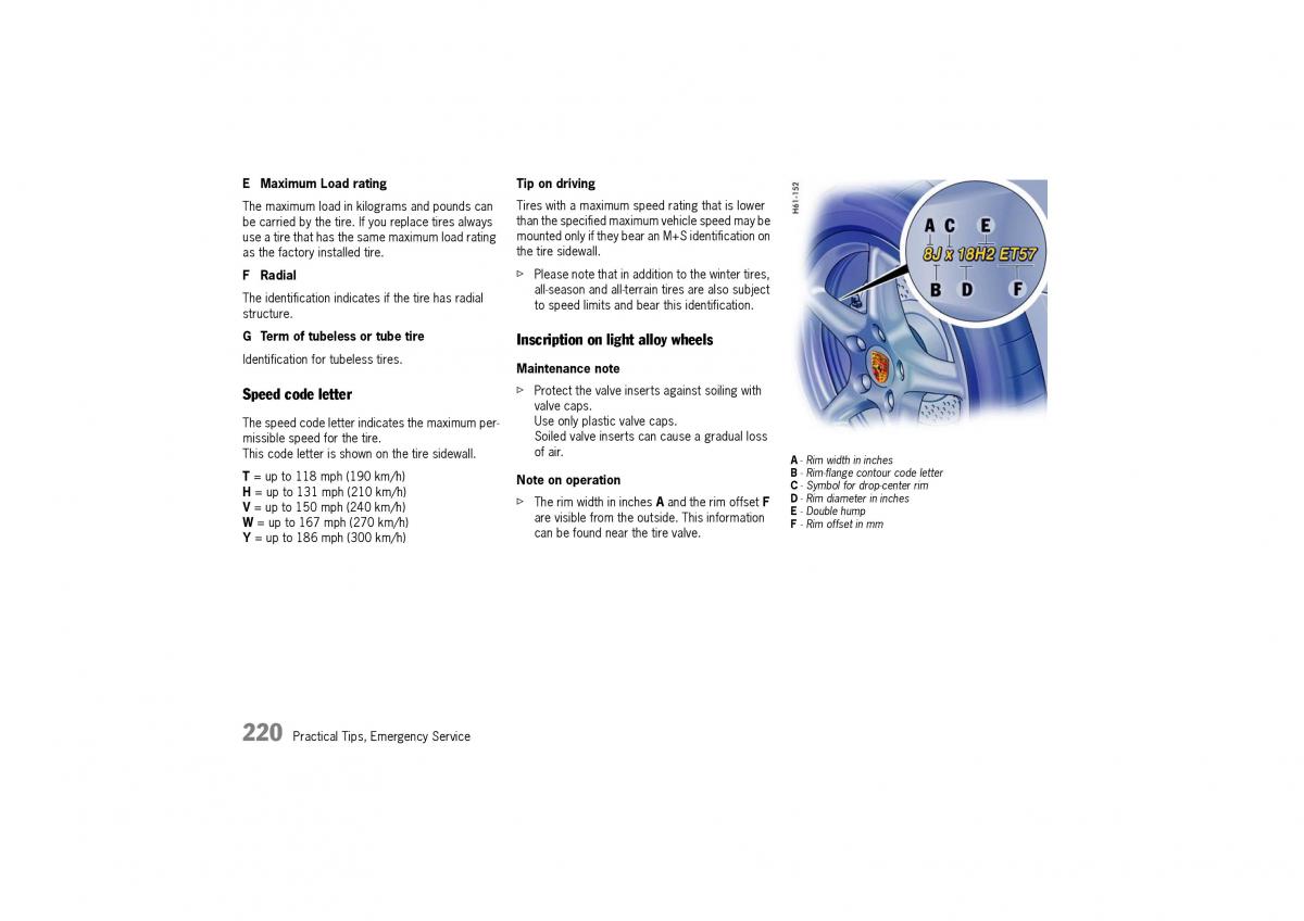 Porsche Cayman owners manual / page 220