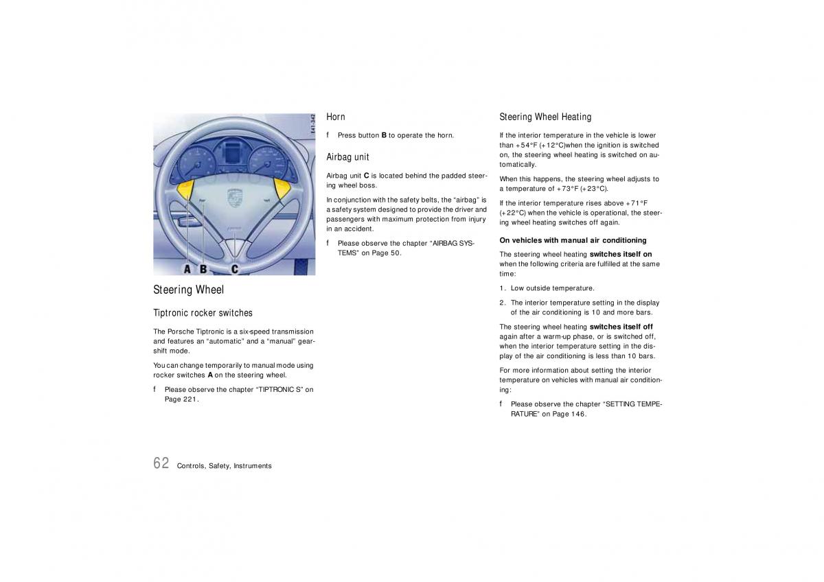 Porsche Cayenne S owners manual / page 62