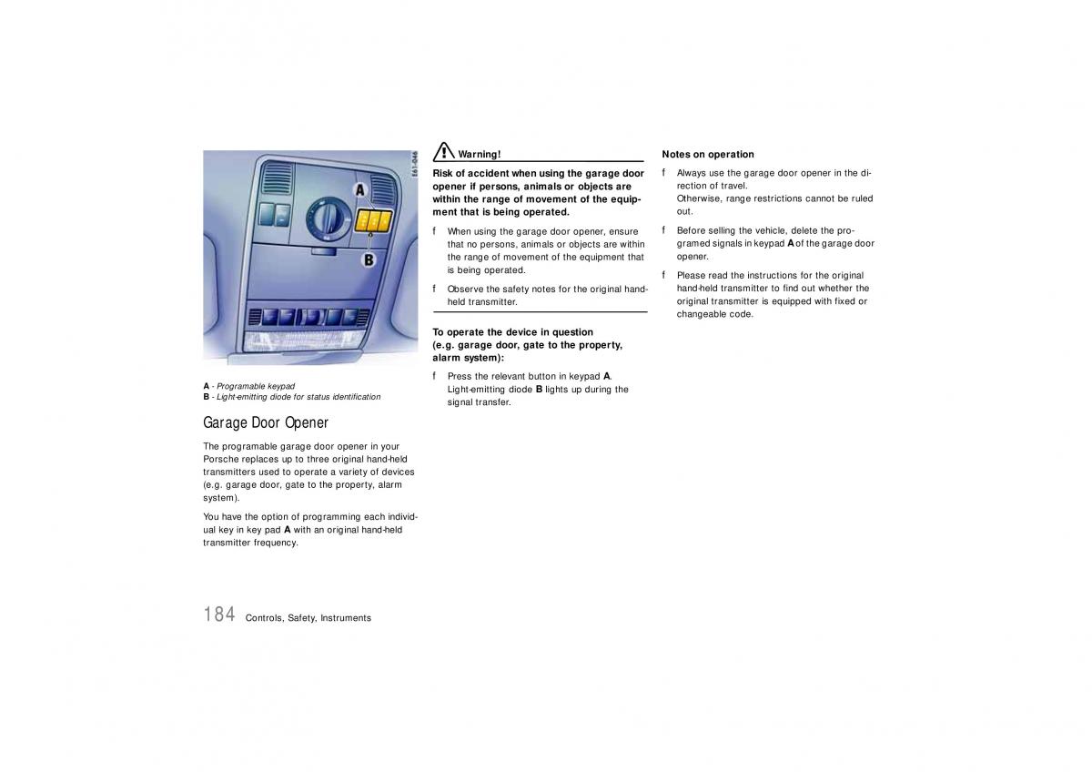 Porsche Cayenne S owners manual / page 184