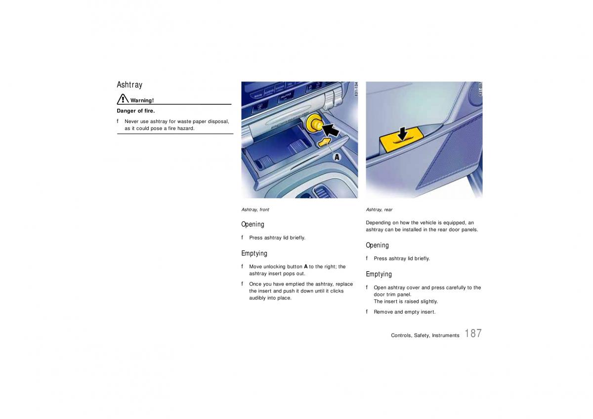 Porsche Cayenne S owners manual / page 187