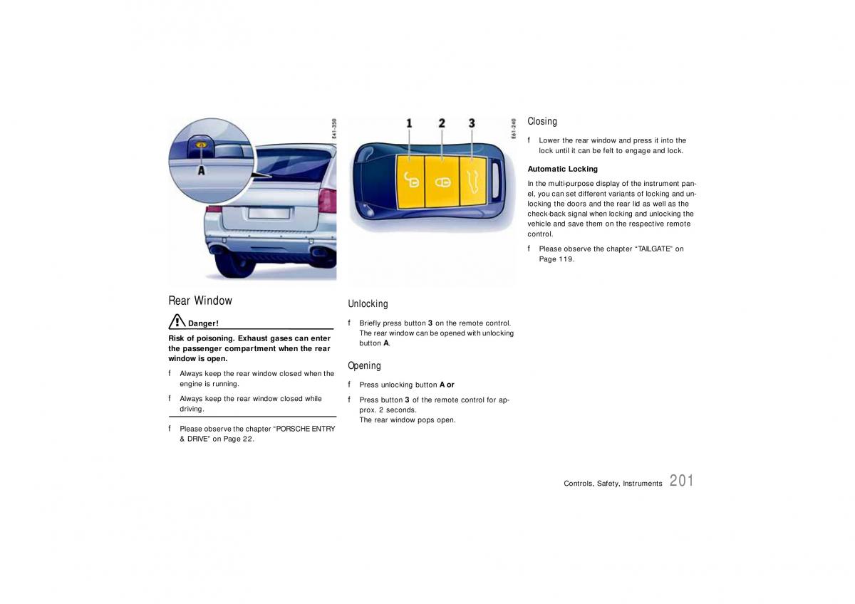 Porsche Cayenne S owners manual / page 201