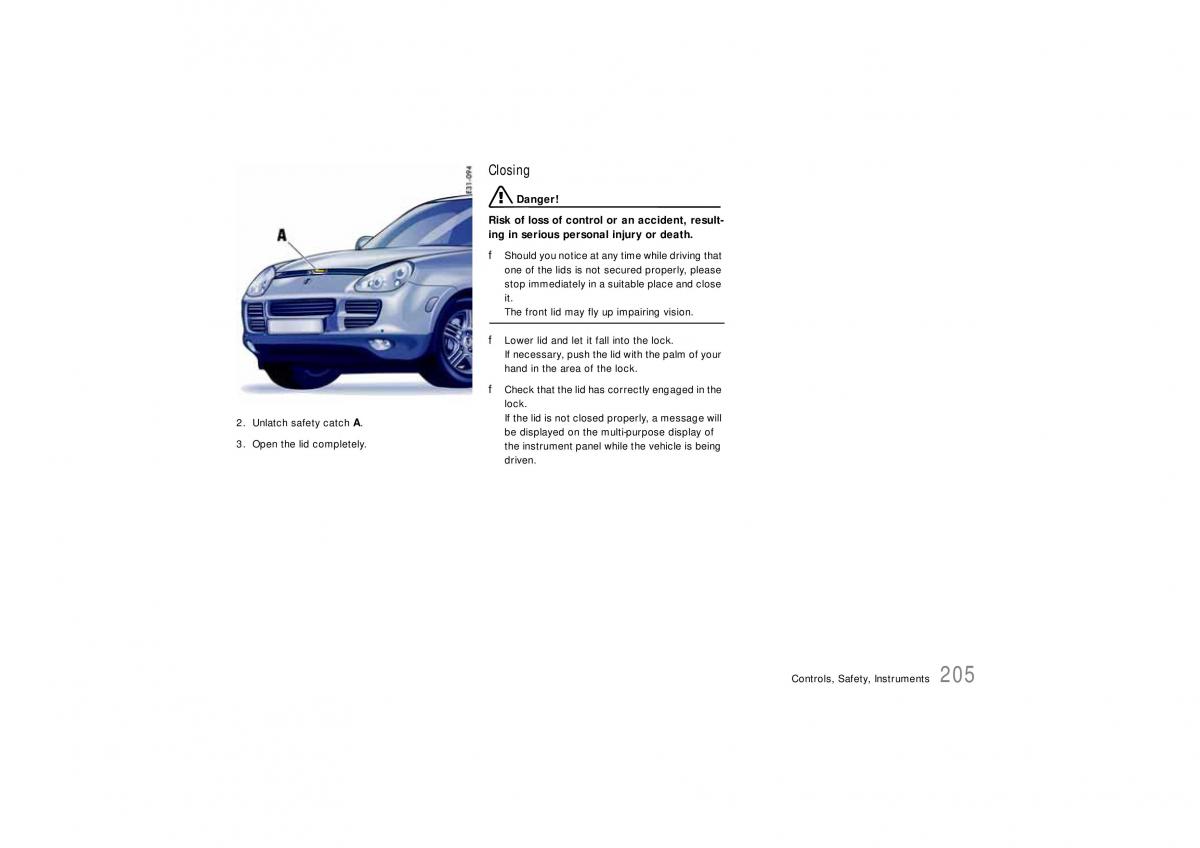 Porsche Cayenne S owners manual / page 205