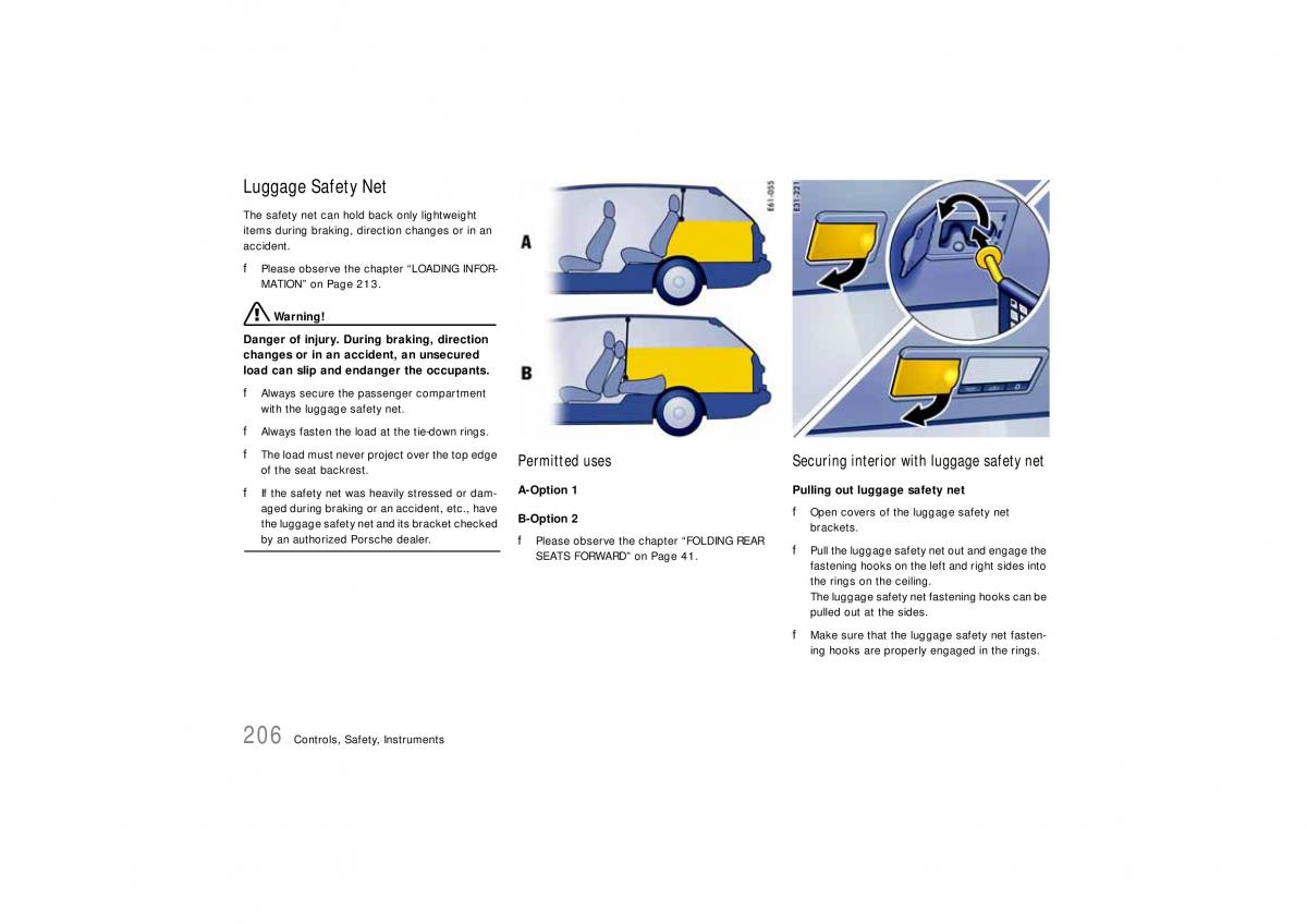 Porsche Cayenne S owners manual / page 206