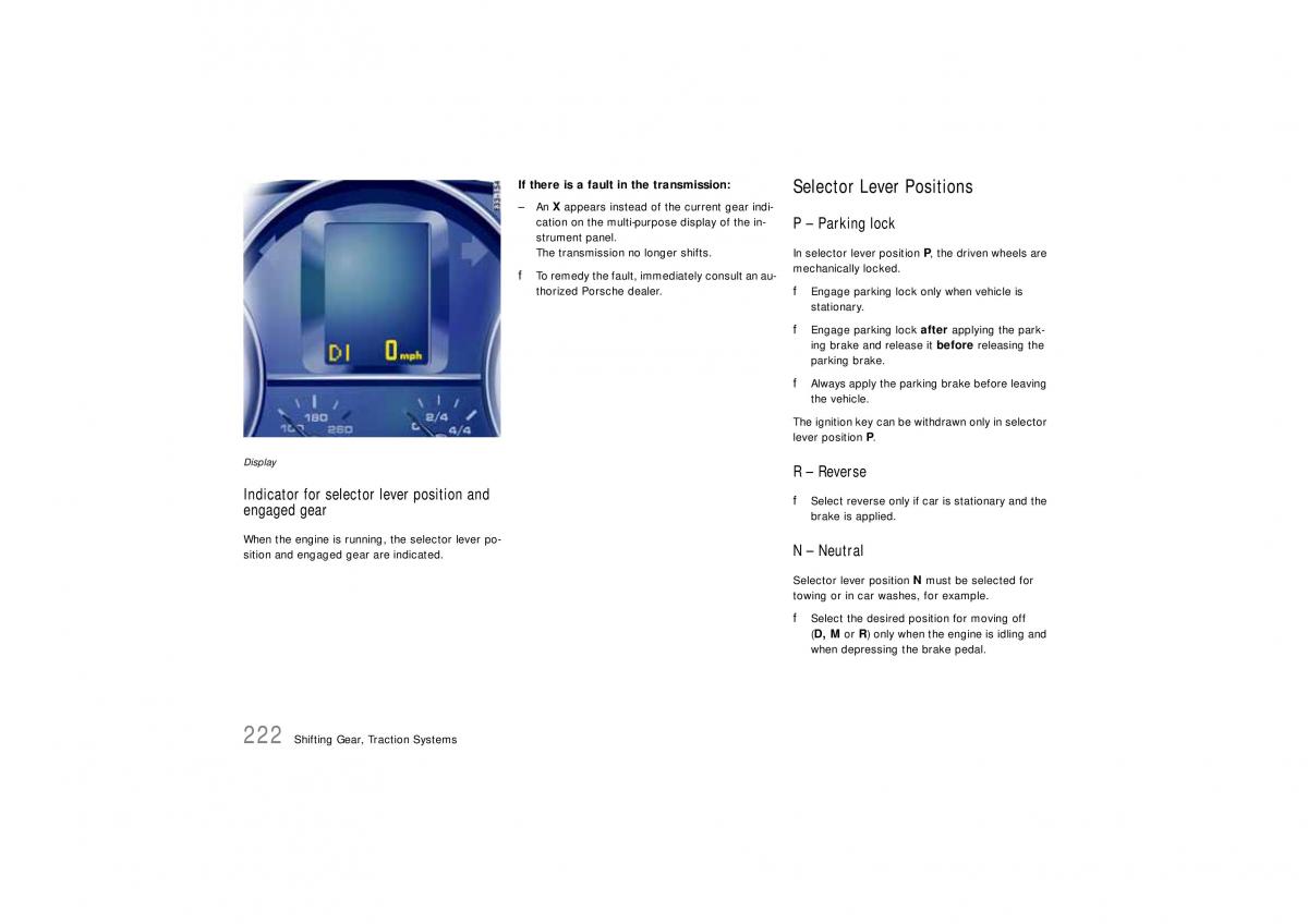 Porsche Cayenne S owners manual / page 222