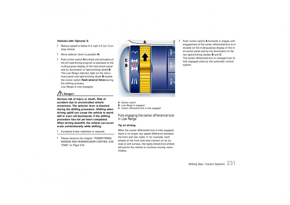 Porsche Cayenne S owners manual / page 231