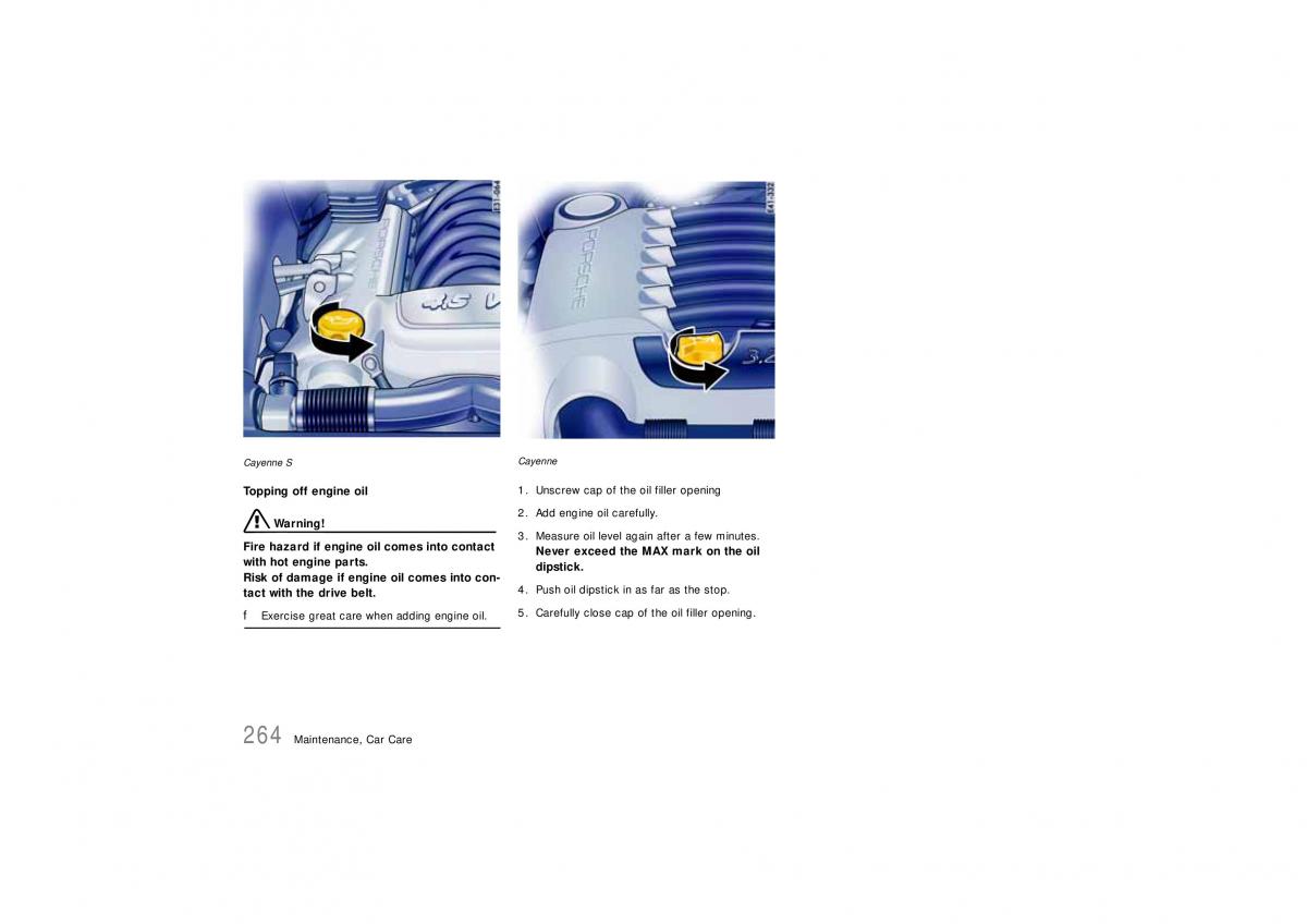 Porsche Cayenne S owners manual / page 264