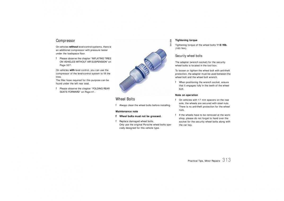 Porsche Cayenne S owners manual / page 313