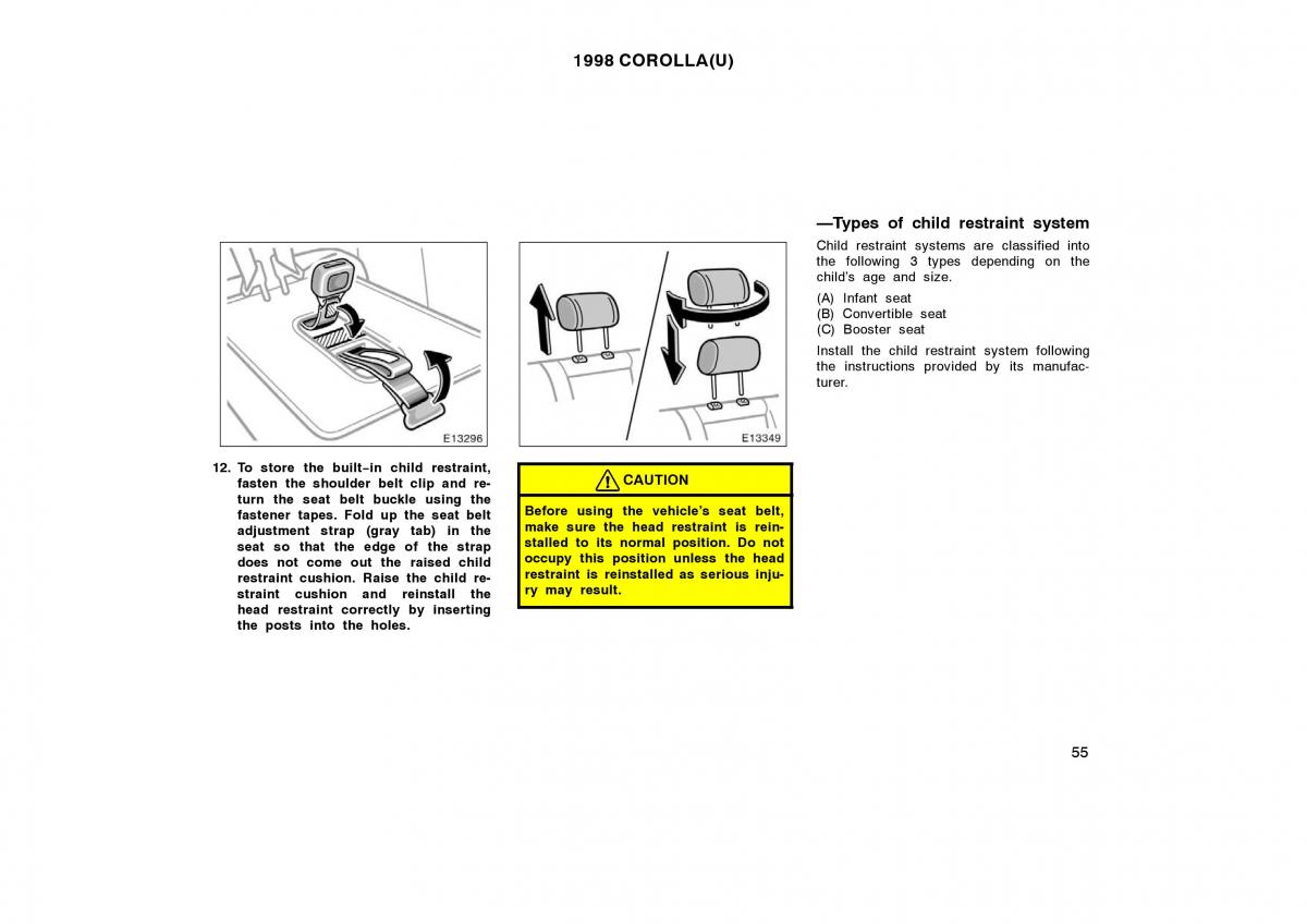 Toyota Corolla VIII 8 E110 owners manual / page 55