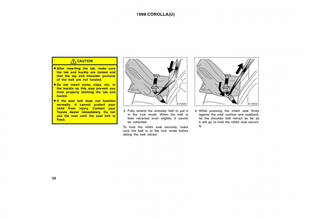 Toyota Corolla VIII 8 E110 owners manual / page 58