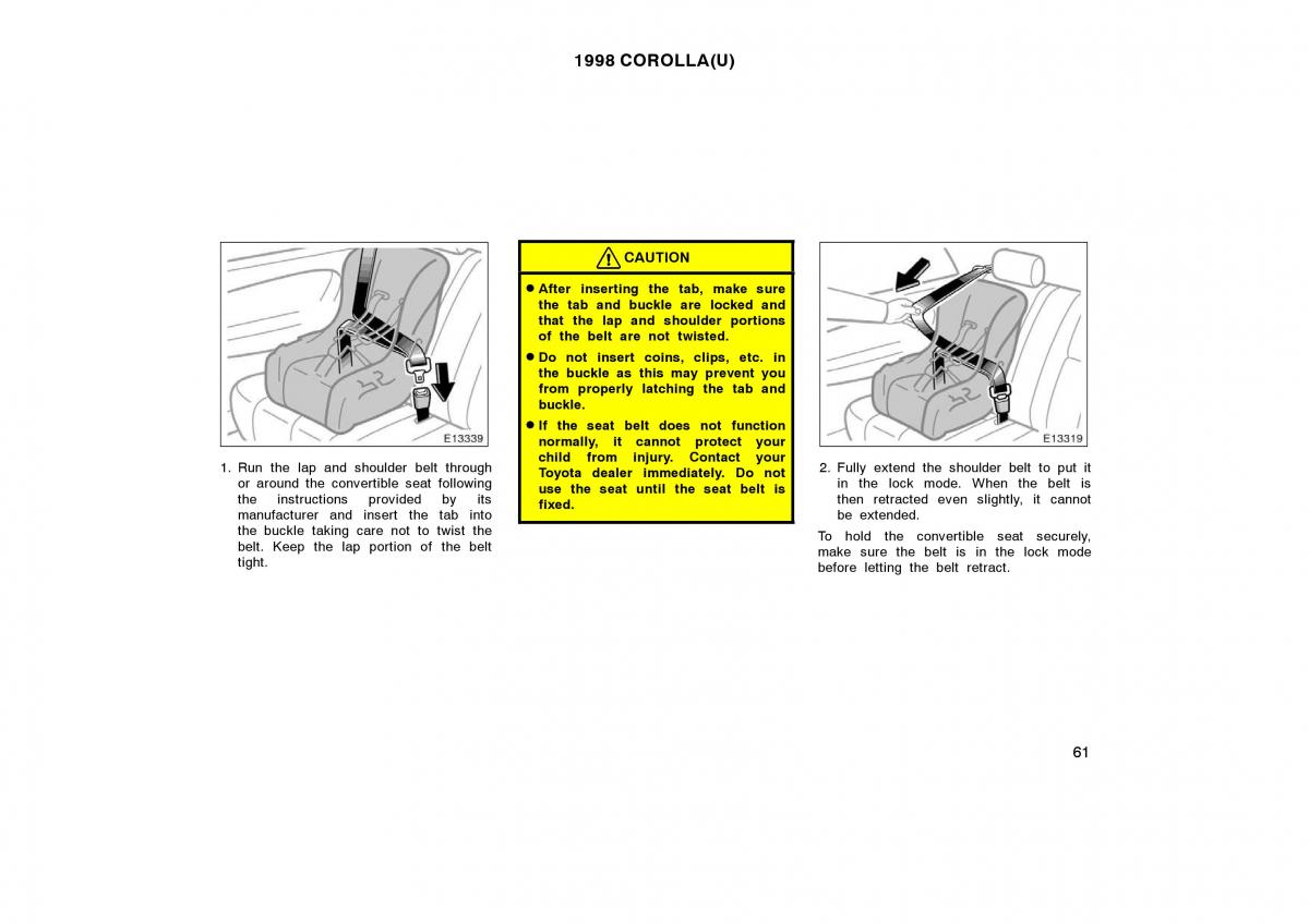 Toyota Corolla VIII 8 E110 owners manual / page 61