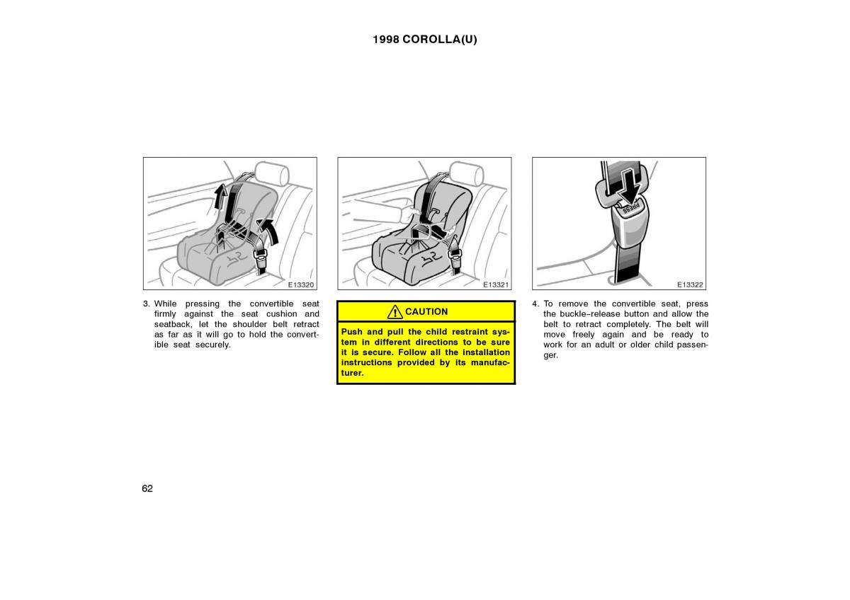 Toyota Corolla VIII 8 E110 owners manual / page 62