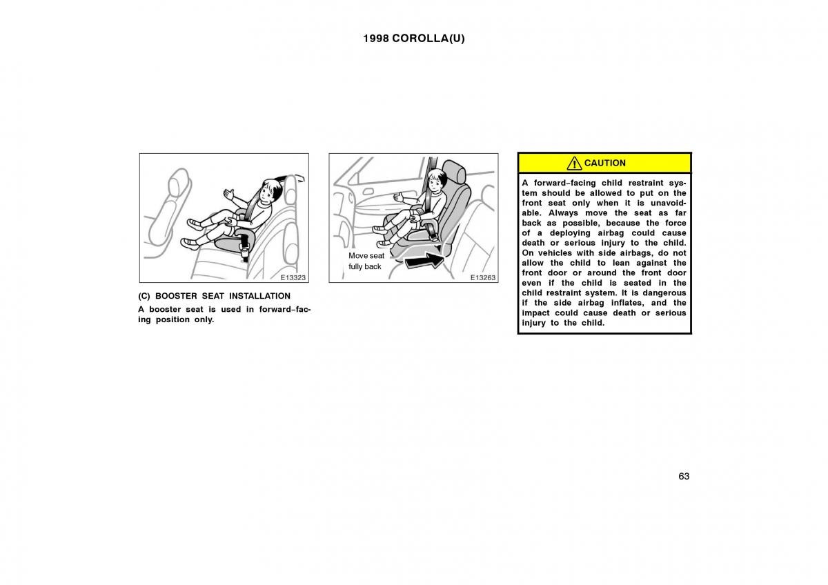 Toyota Corolla VIII 8 E110 owners manual / page 63