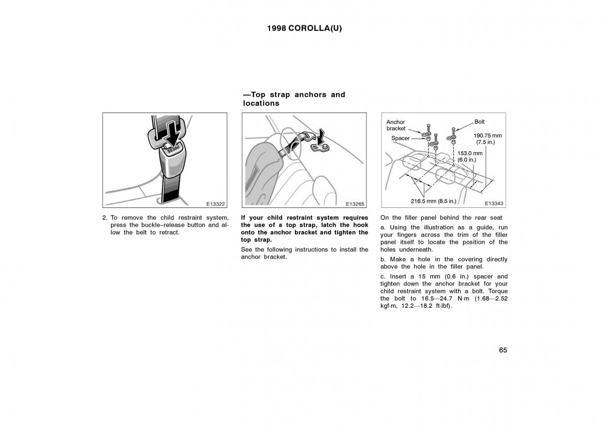 Toyota Corolla VIII 8 E110 owners manual / page 65