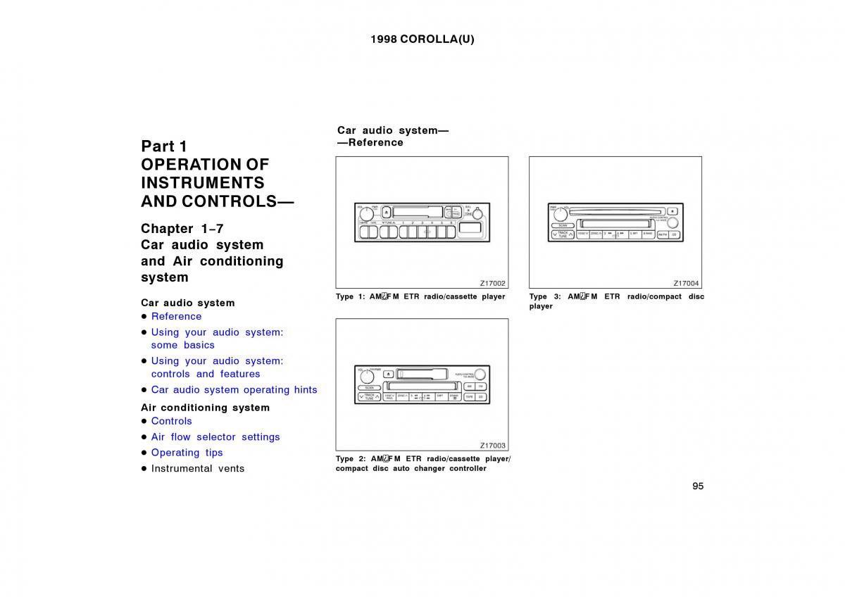 Toyota Corolla VIII 8 E110 owners manual / page 95