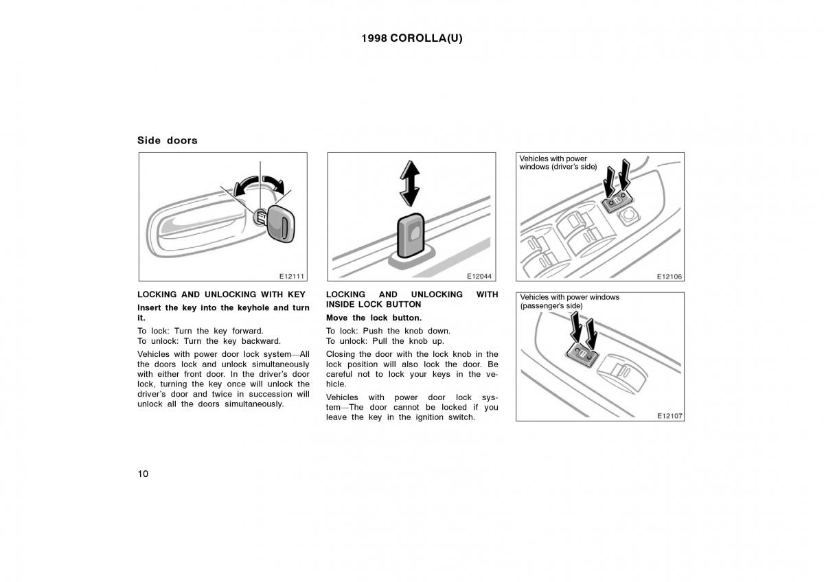 Toyota Corolla VIII 8 E110 owners manual / page 10