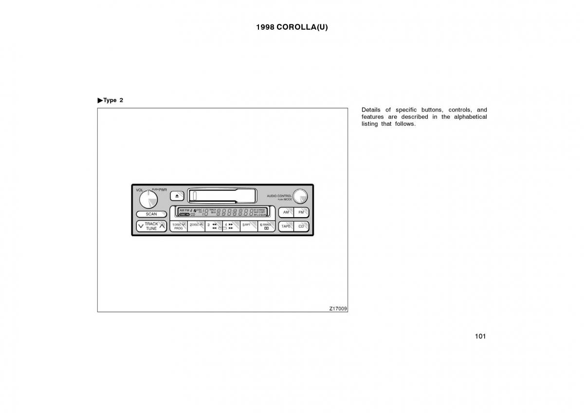 Toyota Corolla VIII 8 E110 owners manual / page 101