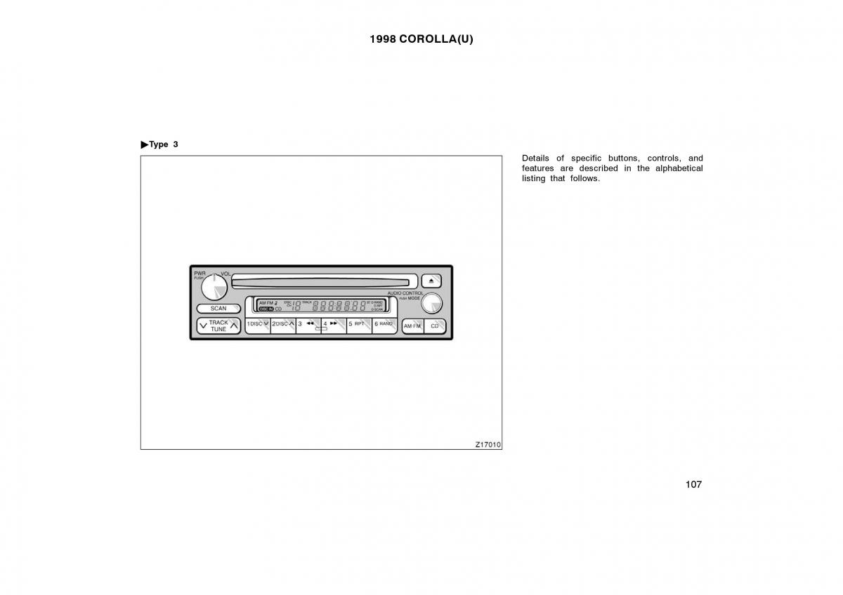 Toyota Corolla VIII 8 E110 owners manual / page 107