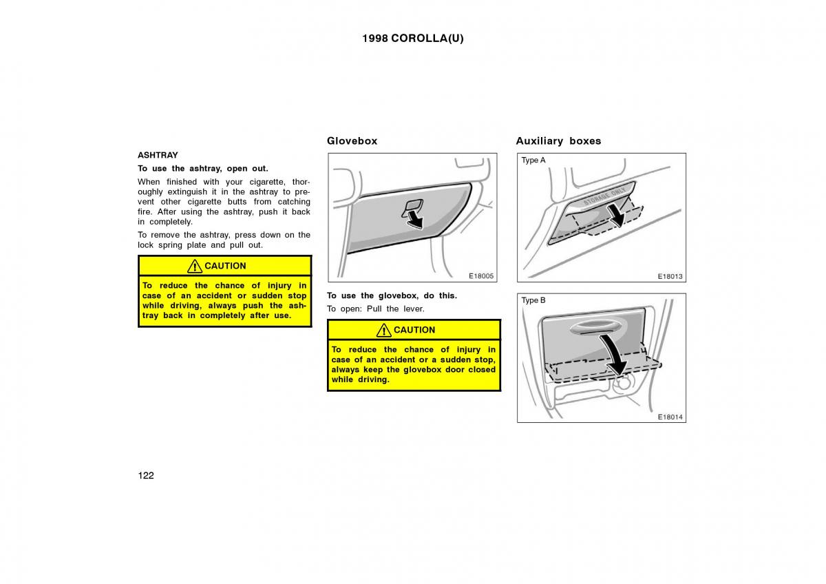 Toyota Corolla VIII 8 E110 owners manual / page 122