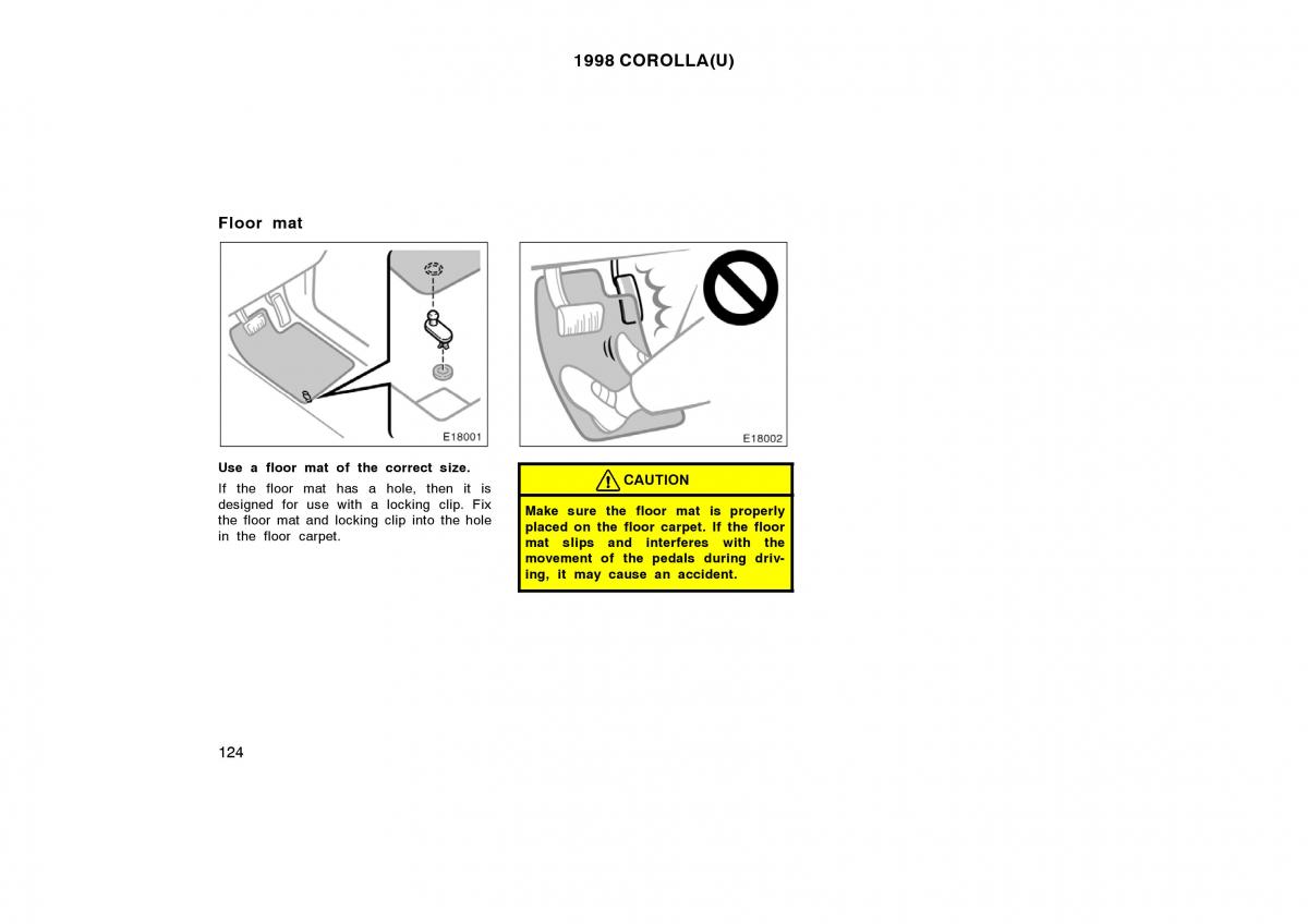 Toyota Corolla VIII 8 E110 owners manual / page 124