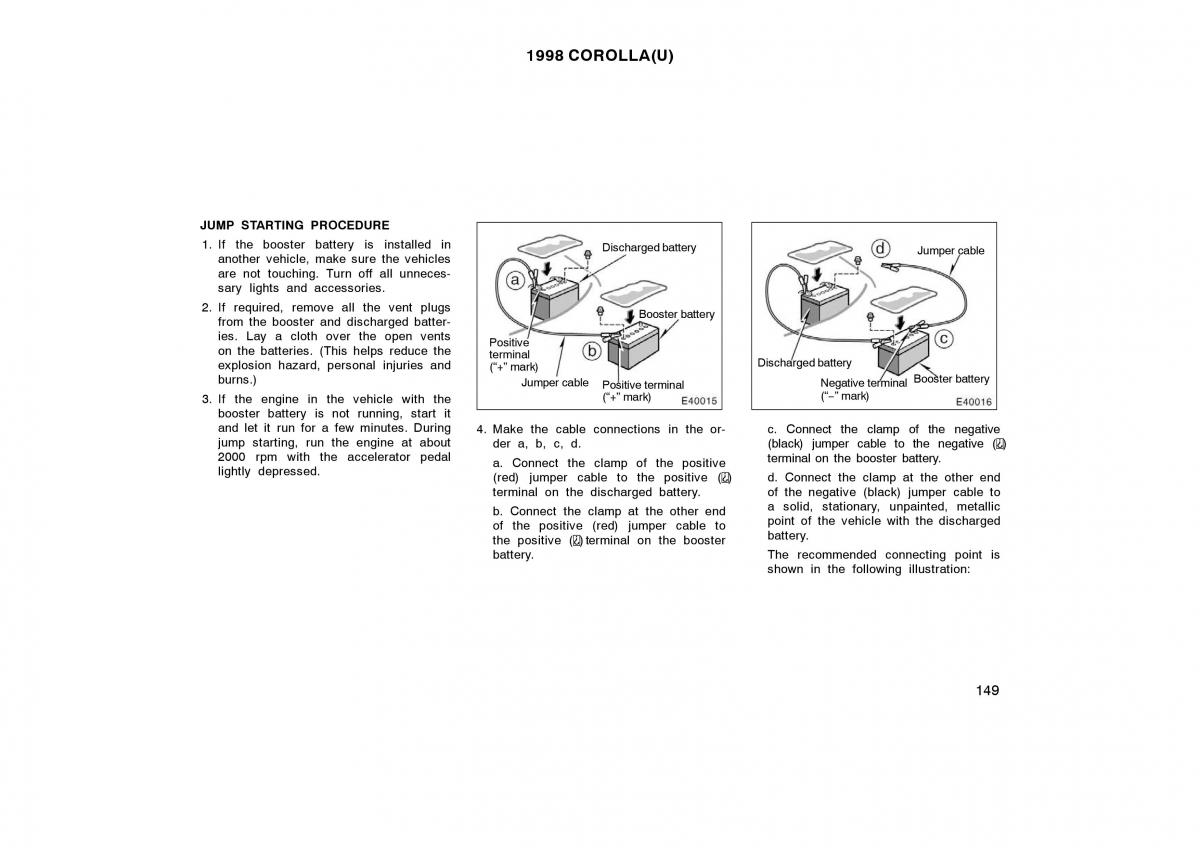 Toyota Corolla VIII 8 E110 owners manual / page 149