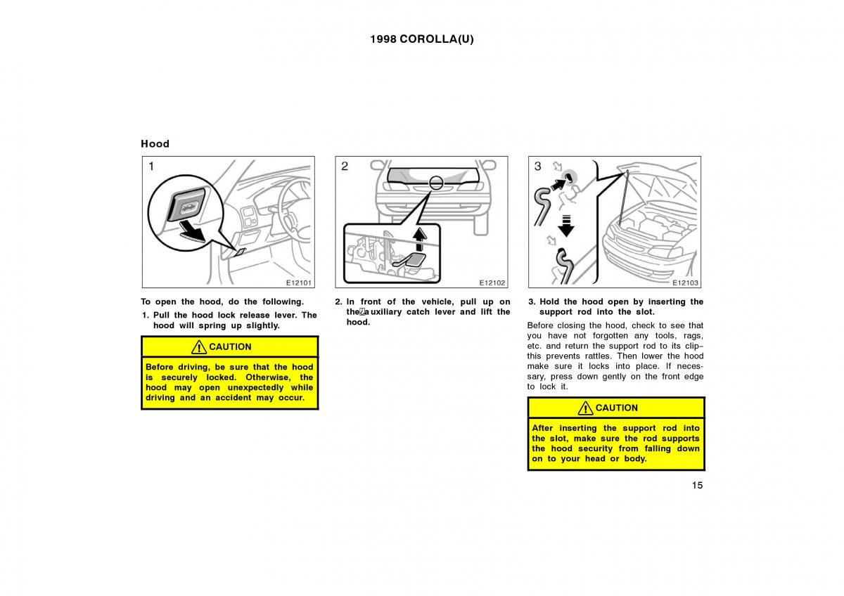 Toyota Corolla VIII 8 E110 owners manual / page 15