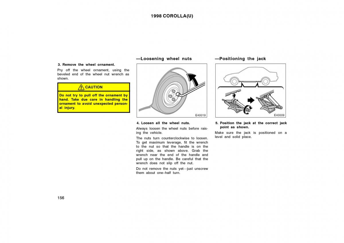 Toyota Corolla VIII 8 E110 owners manual / page 156