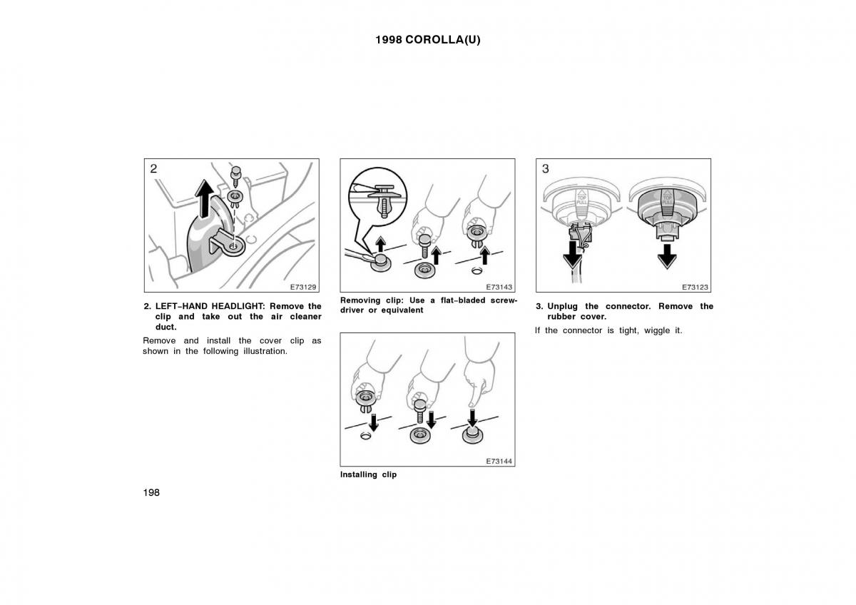 Toyota Corolla VIII 8 E110 owners manual / page 198