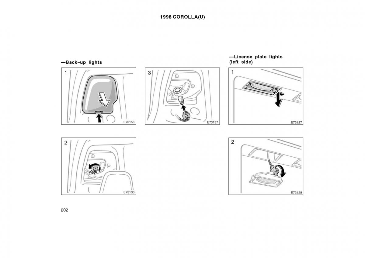 Toyota Corolla VIII 8 E110 owners manual / page 202