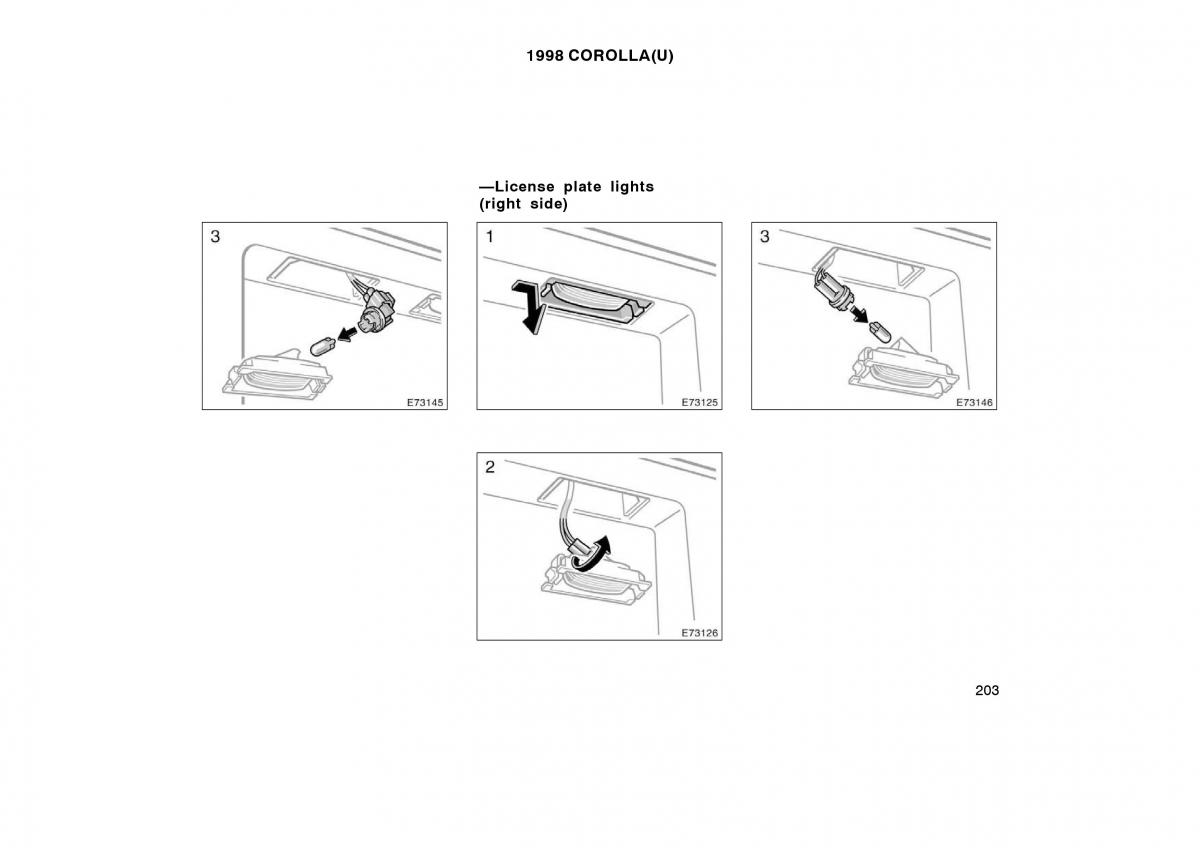 Toyota Corolla VIII 8 E110 owners manual / page 203