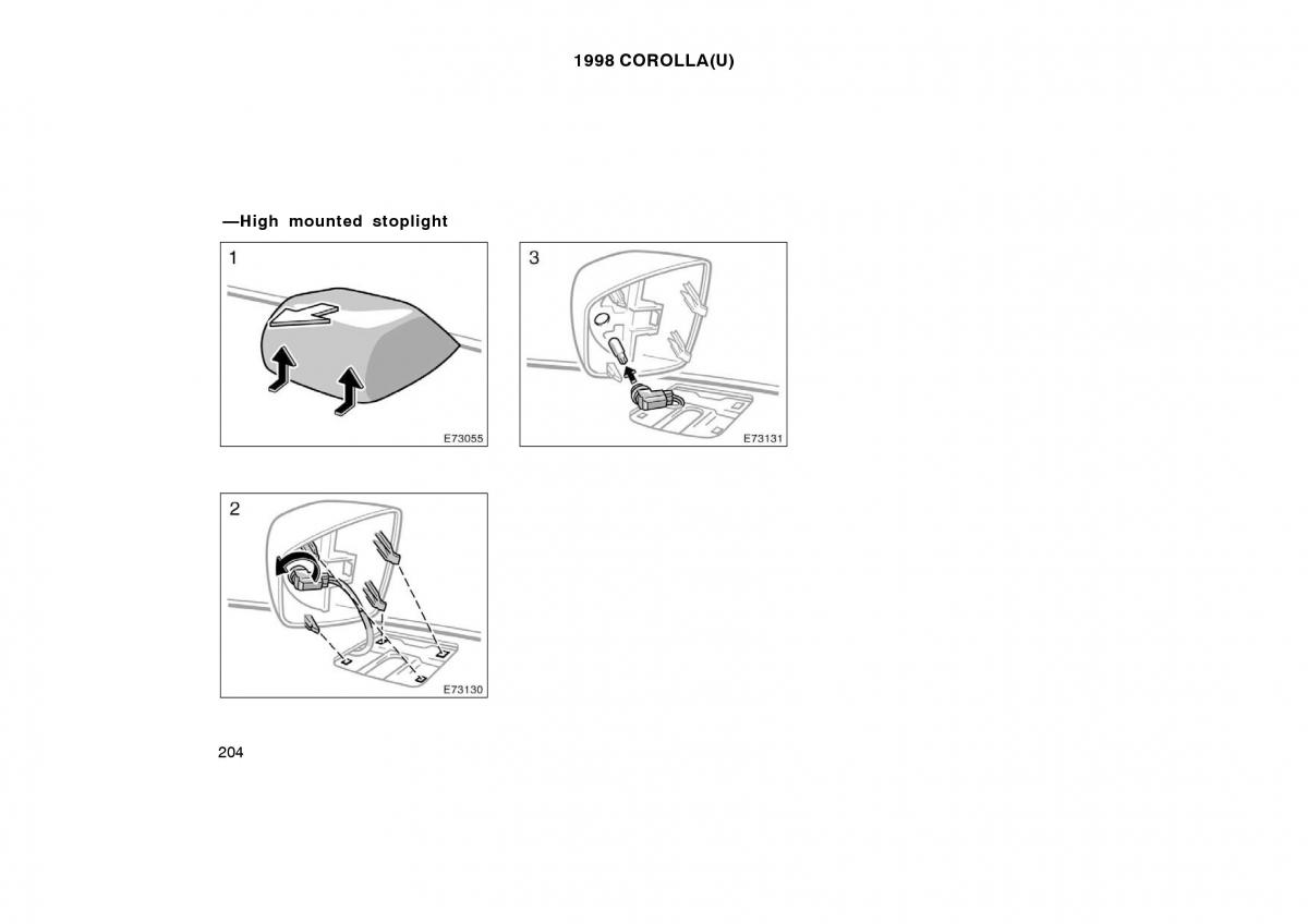 Toyota Corolla VIII 8 E110 owners manual / page 204