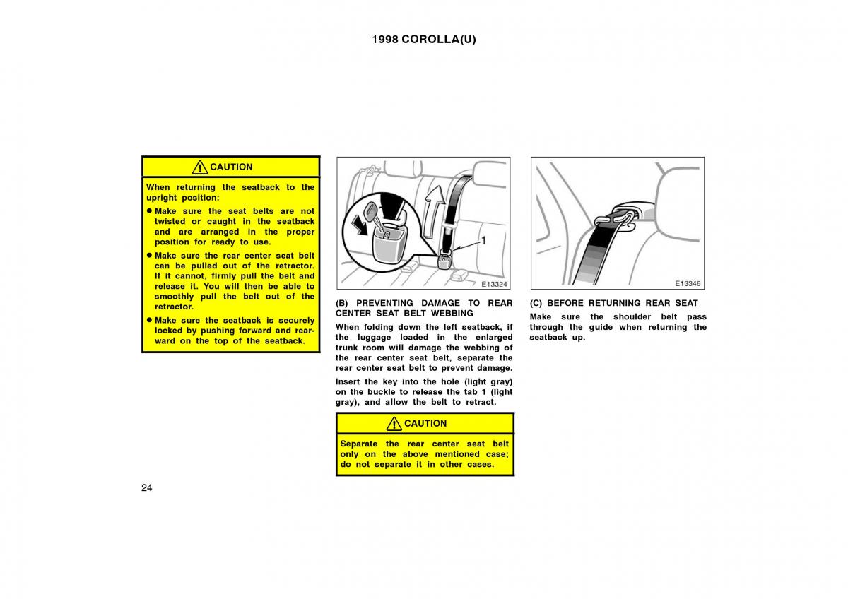 Toyota Corolla VIII 8 E110 owners manual / page 24