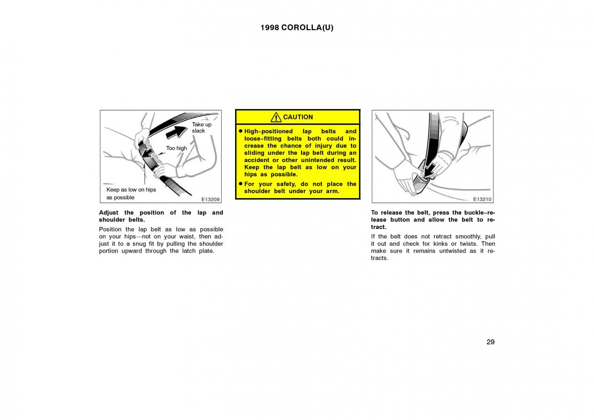 Toyota Corolla VIII 8 E110 owners manual / page 29