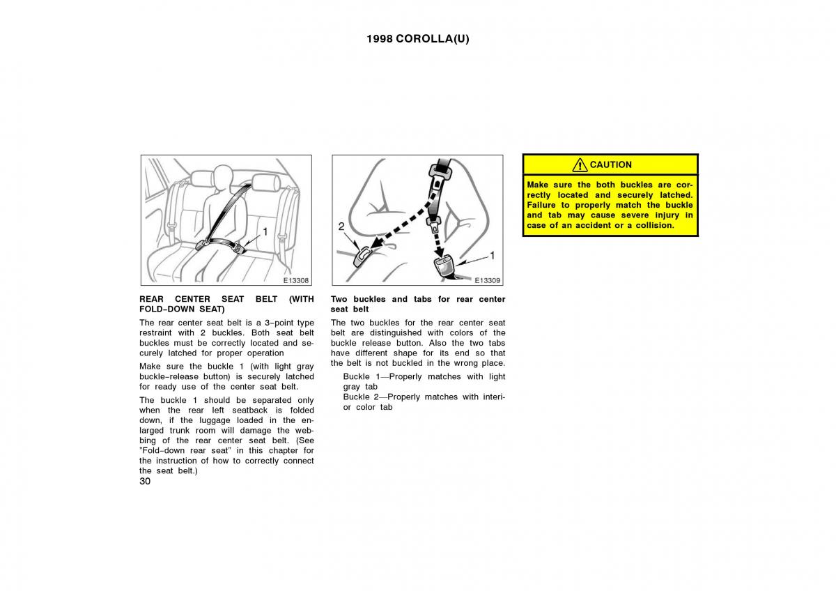 Toyota Corolla VIII 8 E110 owners manual / page 30