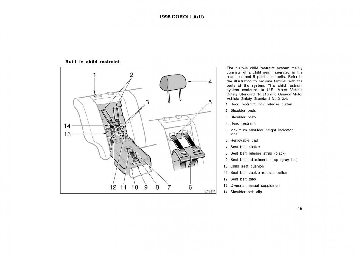 Toyota Corolla VIII 8 E110 owners manual / page 49