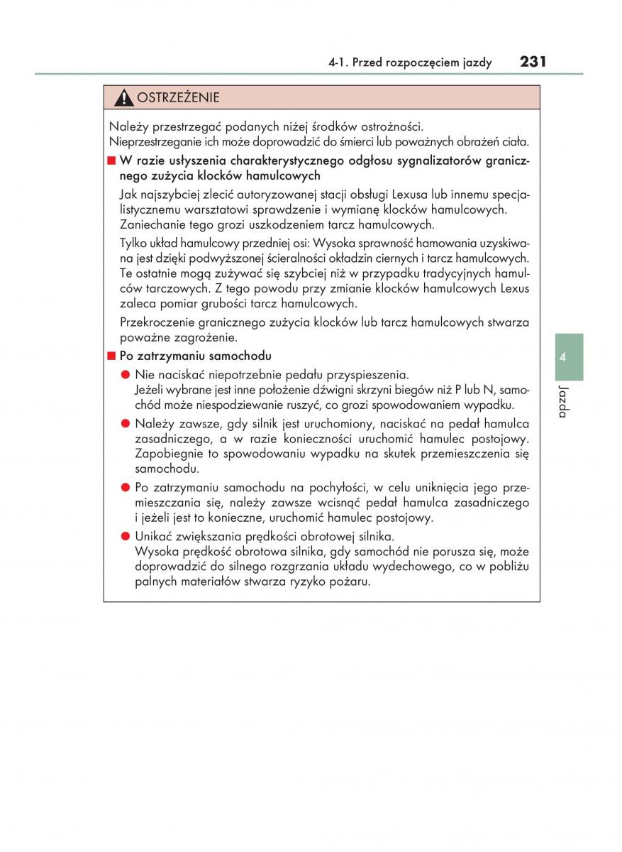 Lexus RX 200t IV 4 instrukcja obslugi / page 231