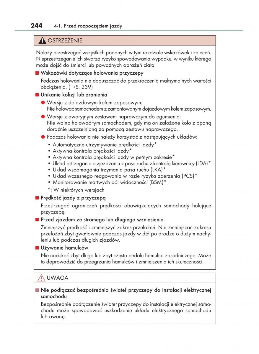 Lexus RX 200t IV 4 instrukcja obslugi / page 244