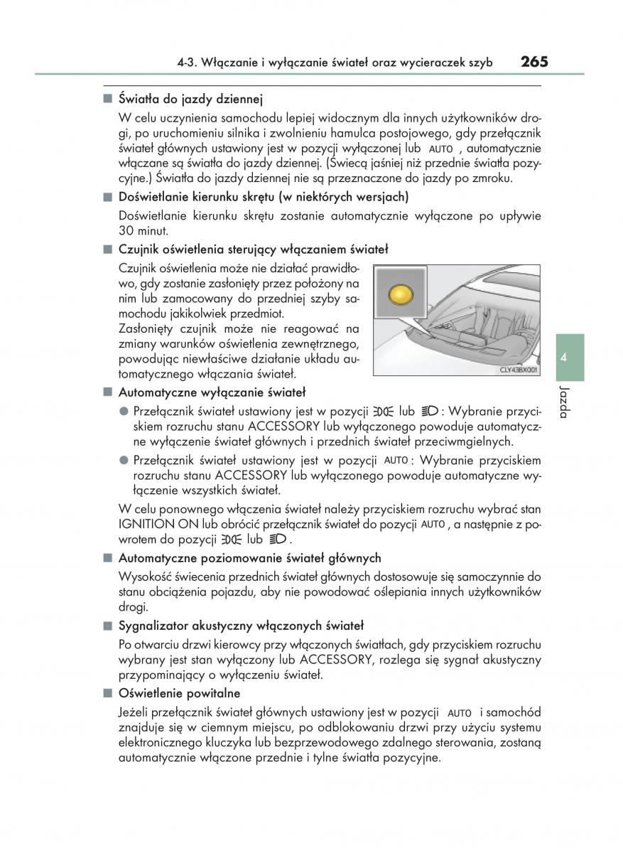 Lexus RX 200t IV 4 instrukcja obslugi / page 265